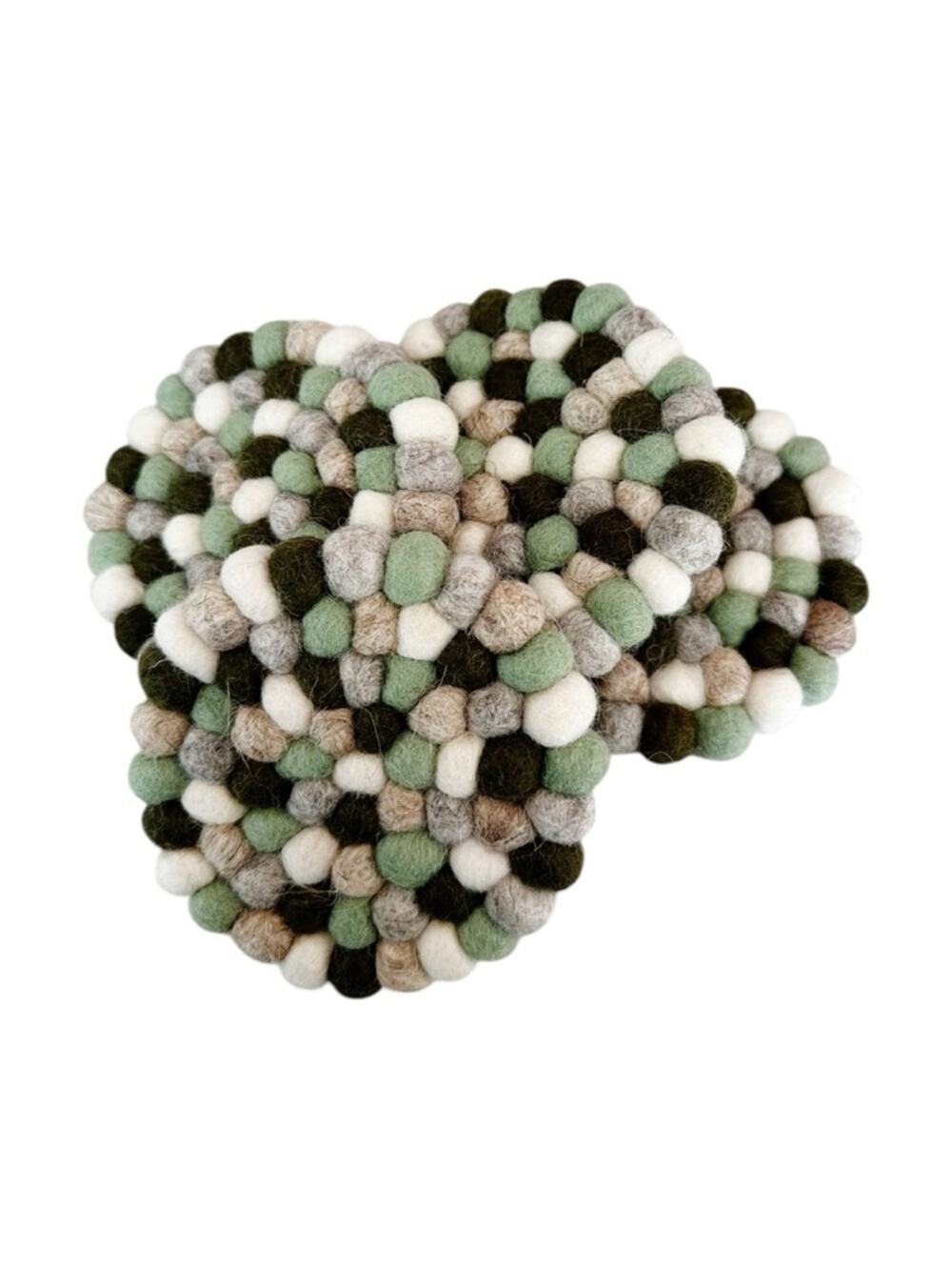 Thirstystone Wool Felted Pom Pom Ball Coaster Set